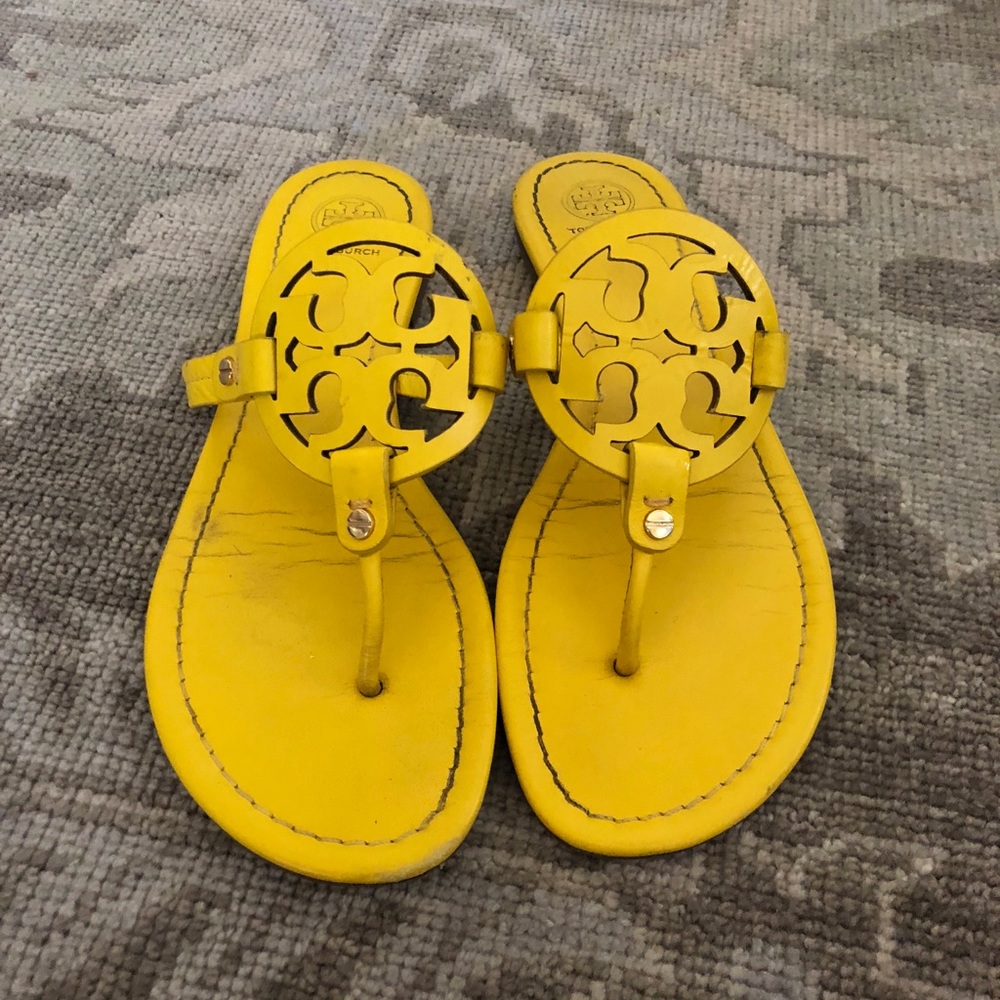 Tory Burch Miller Leather Flip Flop Sandal- Yellow